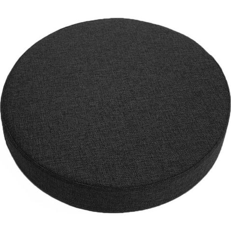Coussin de chaise rond 40 x 40 x 5 cm, lavable, antidérapant, en mousse à mémoire de forme - Noir (1/5)