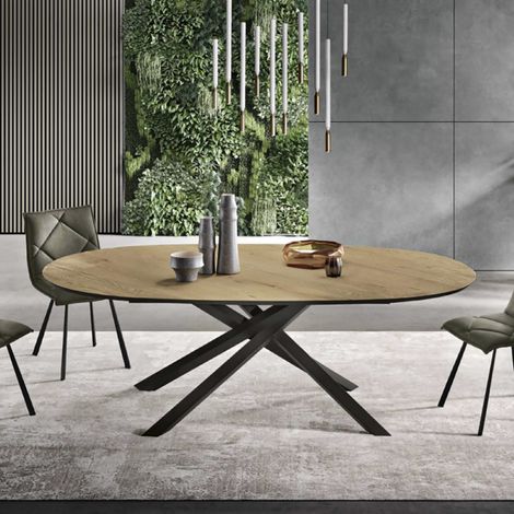 Tavolo ovale fisso con piano in Rovere Crudo 210 cm RON (1/5)