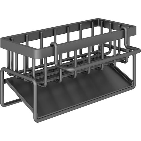 Aufbewahrungsregal aus pistolegrauem Metall neben der Spüle mit Handtuchhalter, multifunktionales Küchenregal für Spülschwämme, Scheuerbürsten und Reinigungsmittel, Maße 230 x 90 x 110 mm (1/5)