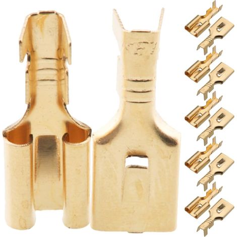 eurs Femelles à Cosses Plates en Cuivre pour Câblage Électrique Automobile, 100 Pièces, Robustes et Compatibles Haut-parleurs Audio de Voiture (1/5)