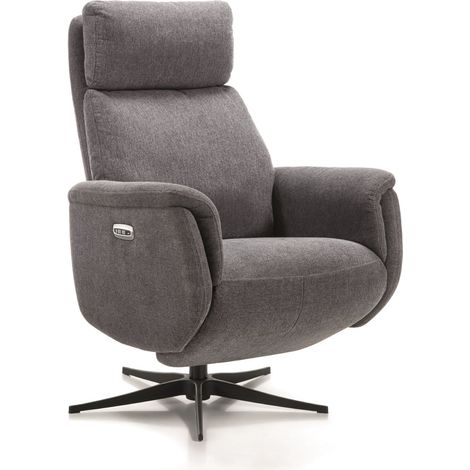 Fauteuil relax électrique en tissu polyester couleur Gris foncé - Longueur 75 x Profondeur 75 x Hauteur 111 cm (1/5)
