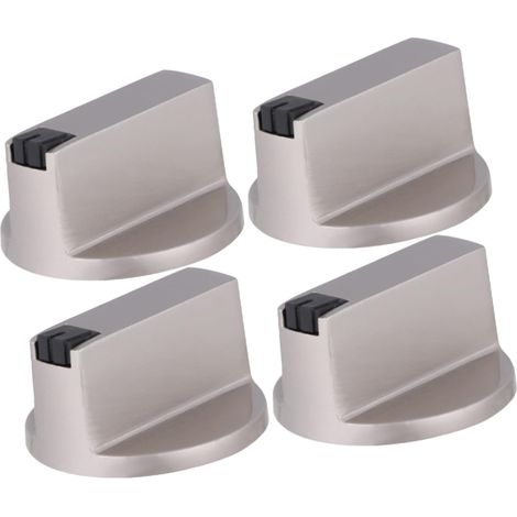 XEPHO Boutons de Cuisinière à Gaz en Métal Argenté, Lot de 4 (1/5)