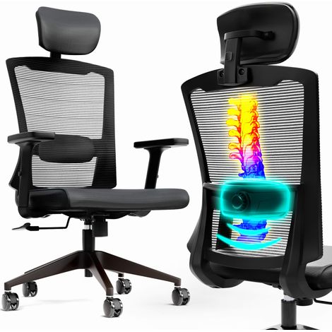 AREBOS Bürostuhl Ergonomisch, Schreibtischstuhl mit Verstellbarer Kopfstütze (1/5)