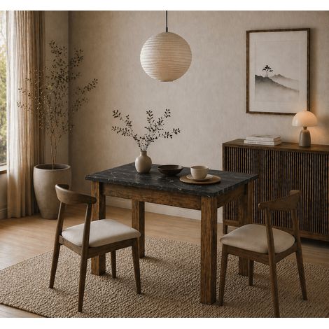 Kleiner Esstisch Walnuss mit schwarzem Melamin – 110 cm – mit (1/5)