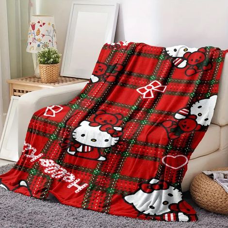 Couverture Flanelle - Imprimé Complet Hello Kitty - Anti Peluchage - Pour Lit Canapé Bureau Camping - 130 x 180 cm - 1 Pièce (1/5)