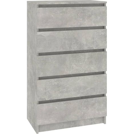 Commode Armoire à tiroirs Design moderne, Armoire Etagère de rangement, Gris béton 60x36x103 cm Bois d'ingénierie OIB9782E (1/5)