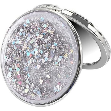 Lot de 2 mini miroirs de poche compacts et pliables, pour sac à main, maquillage de voyage portable, broderie de fruits pour fille (1/5)