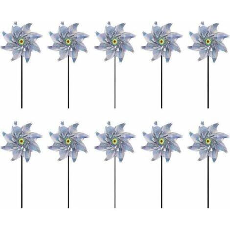 Reflektierende Windmühle, 10er-Packung, Vogelabwehr, für Garten, Obstgarten, Hof