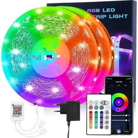 Alexa 10m LED-Streifen, RGB-LED-Streifen mit 28-Tasten-IR-Fernbedienung, kompatibel mit Alexa/Google Home, Musiksynchronisation, LED-Streifenbeleuchtung für Partys/Bars/Zuhause/Schlafzimmer/Fitnessstu (1/5)