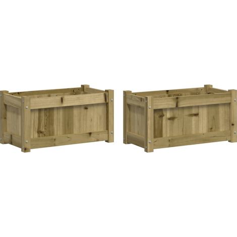 Jardinières 2 pcs Bac à fleurs bois de pin imprégné (1/5)