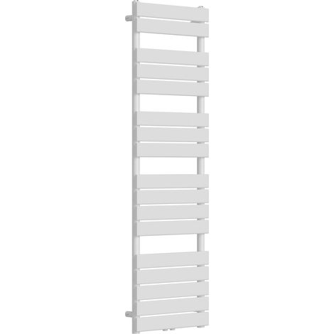 Radiateur sèche-serviettes chauffage salle de bain à lames plates acier 160 x 50 cm blanc (1/5)