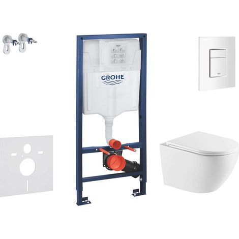 Grohe Rapid SL - Set bâti-support, cuvette Oudee et abattant SoftClose, plaque de déclenchement Skate Cosmopolitan, blanc alpin SANI11BA3113