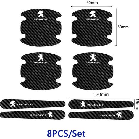 (8 pièces) Autocollants anti-collision pour poignées de portières de voiture, compatibles avec Peugeot 306, 307, 308, 2008, 3008, 508, 406, 407, 408, 206, 207, 208XS et Rifter. (1/4)