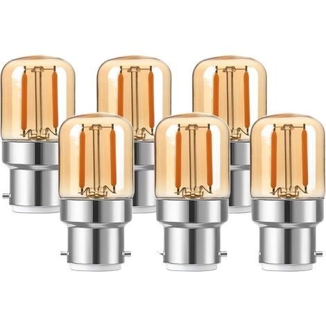 Lot de 6 ampoules LED à filament T28 1 W, ampoule Edison LED, 80 lm, culot B22 2800 K, blanc doux, équivalent à 10 W, ambre, 220V (1/5)