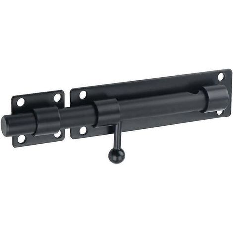 Verrou de porte extérieur à barillet coulissant avec trou pour cadenas, acier inoxydable noir mat, EMS9000-B (cadenas non inclus) (1/2)