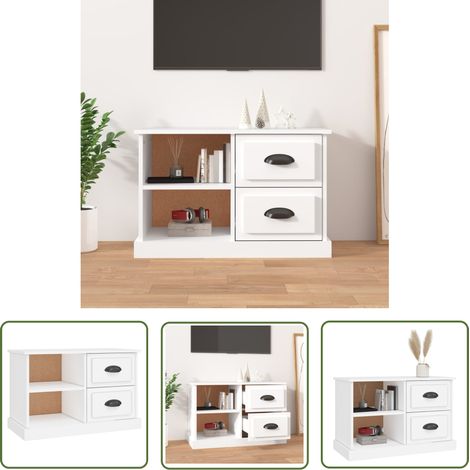 The Living Store Meuble TV blanc 73x35,5x47,5 cm bois d'ingénierie - Meubles Tv - Meuble Tv - Support Tv - Unité Tv - Meuble Moderne (1/5)