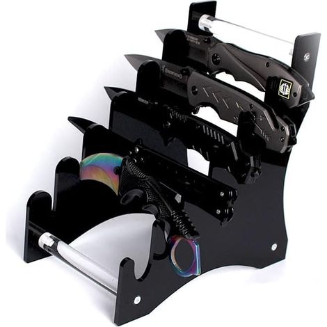 Soporte de exhibición de acrílico de 6 niveles para cuchillos (1 pieza) - Soporte de almacenamiento para mini cuchillos EDC sin tratar