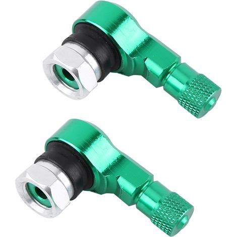 Roues universelles en aluminium pour moto, 2 pièces, 11.3mm, bouchons de tiges de Valve de pneu, vert à 90 degrés (1/5)