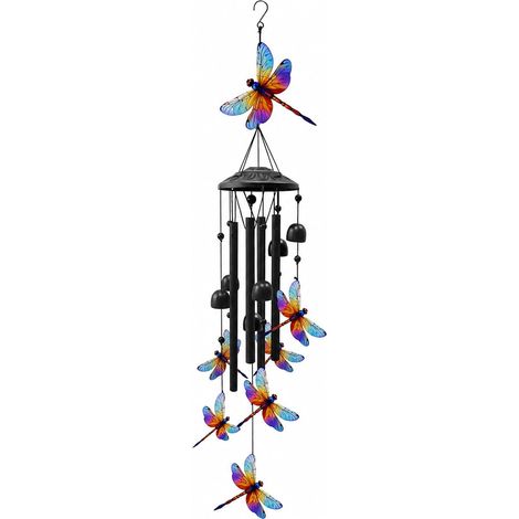 Carillon à Vent Extérieur Carillon Libellule Jardin 92 cm Métal Fer avec 4 Tubes 6 Clochettes Crochet Terrasse Balcon Véranda (1/4)