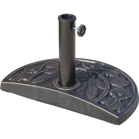 Base per Ombrellone da Giardino Ø38 a Ø48 9 kg Mezzaluna Regolabile con Manopola 50x31x32 cm (1/5)