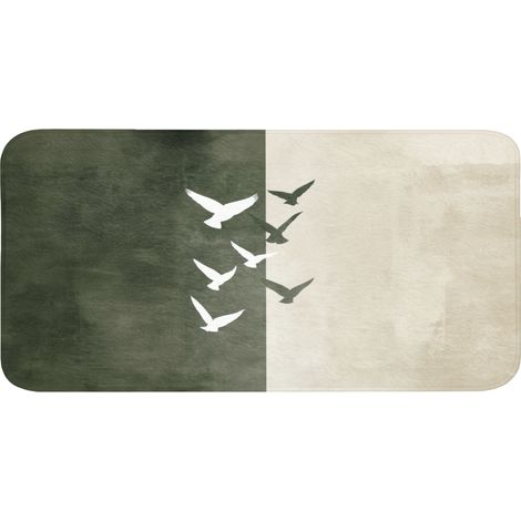 TAPPETINO PER WC Japandi - Uccello - Verde 120x60 cm (1/5)