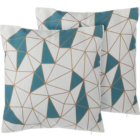 Conjunto de cojines decorativos de algodón azul patrón geométrico 45 x 45 cm decoración moderna Clarkia