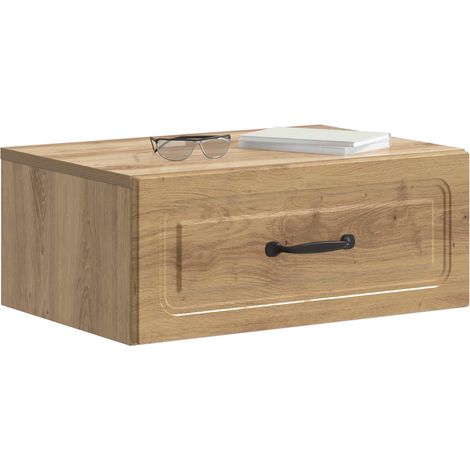 Maison Exclusive - Mobiletto da notte a muro Rovere Artigianale 49 x 34,5 x 20 cm