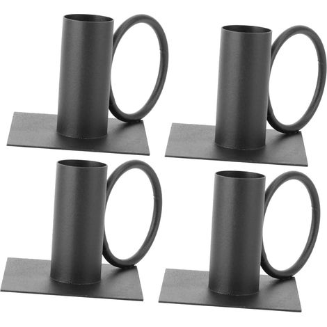 Lot de 4 Bougeoirs en Fer Noir, Forme Créative, Décoratifs et Réutilisables, pour Fêtes et Noël, Style Classique pour Intérieur (1/5)