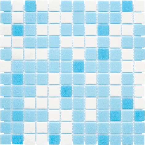 MOSAIQUE MELANGE ADOUCI BLANC BLEU TRAME PAPIER 1 PLAQUE 32,7 x 32,7 CM CASA LINEA