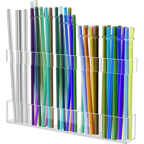 Porte-Pailles En Acrylique Pour Placard Rangement Pour Pailles Et Ustensiles,Organisateur de Cuisine pour Bâtonnets à Café, Fourchettes et Salle à Manger (1/5)