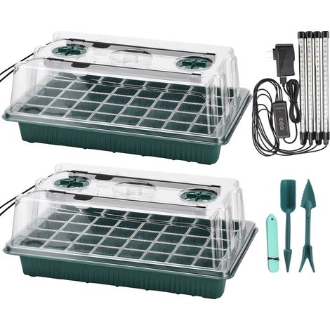 Kit de plateau de démarrage pour plantes (80 alvéoles) et lampe de croissance à spectre complet alimentée par USB. (1/3)