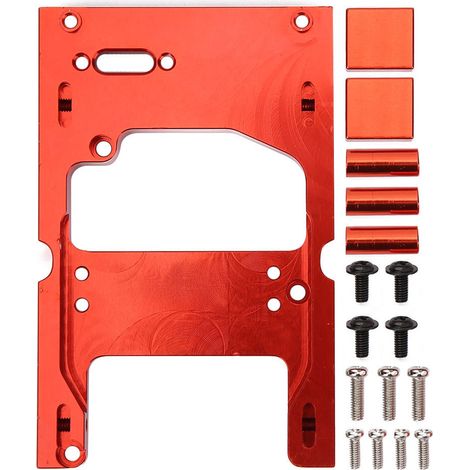 Support de fixation métal pour servo direction RC 1:16 système WPL - Support moteur et base de montage rouge (1/5)