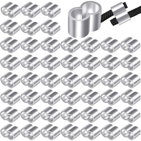 50 Pièces Manchons en Aluminium 4mm, Manchons à Sertir à Double Virole en Aluminium, Manchon de Boucle de Sertissage avec étui de Rangement pour 4mm Câbles Corde en Acier Inoxydable (1/4)