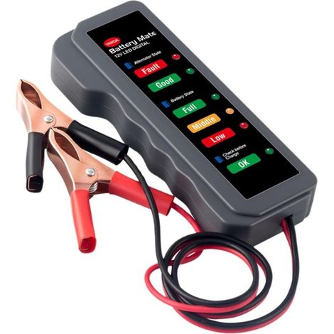 Tester per batterie auto da 12V - Rilevatore digitale multifunzione per alternatore - Analizzatore di batterie con 6 indicatori LED per auto e moto