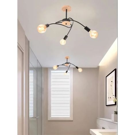 2Pcs Plafonnier Retro Industriel Noir Lustre Suspension Vintage en Métal Designe Edison Style Nordique pour Salon Chambre (1/4)