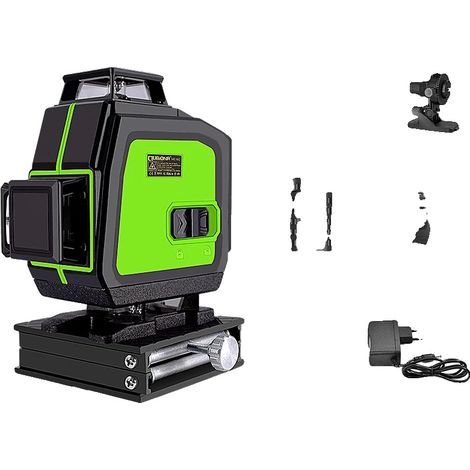 Nivel láser de haz verde, cobertura de 4x360°, control remoto, múltiples aplicaciones. (1/2)