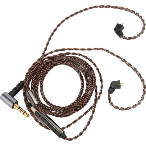 Câble de rechange pour écouteurs AS10/AS06/ZST avec micro, prise coudée 3,5 mm et connecteur 0,78 mm 2 broches. (1/5)