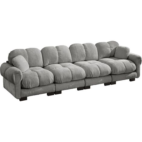 Canapé modulable gris clair en tissu chenille avec coussins épais et dossier ergonomique (1/5)