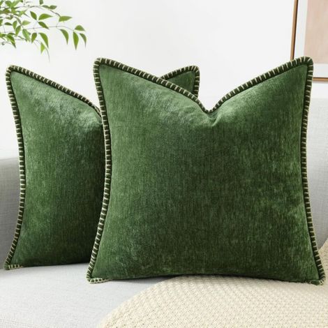 Housse De Coussin - Chenille Double Face - 45 X 45 Cm - Style Campagnard Moderne - Lot De 2 (1/5)