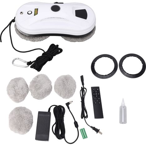 Robot lave-vitres avec programme de nettoyage automatique, puissance d'aspiration de 2800 Pa et 8 chiffons inclus.