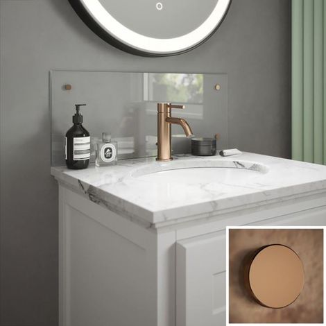 Splashback Clear Glass Bathroom Backsplash Copper Cap 250mmx500mmx4mm