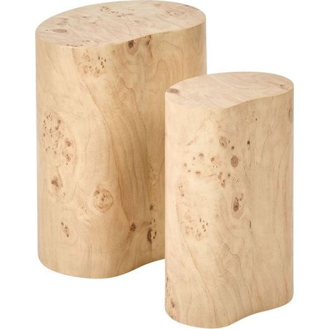 Set of 2 Coffee Tables Burl Effect MDF Tabletop Oval Small and Medium Living Room Furniture GRINNELL (1/5)