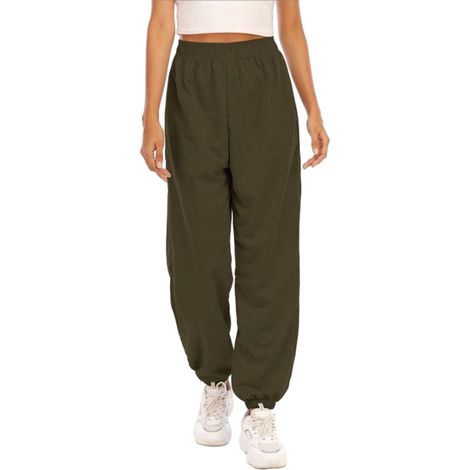 1 pièce Pantalon de jogging taille haute, coupe ample, coton-polyester, pour sport et détente quotidienne (1/5)