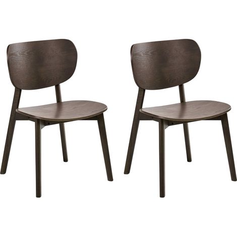 Set di 2 sedie da pranzo con struttura e gambe in legno di gomma marrone scuro Overly
