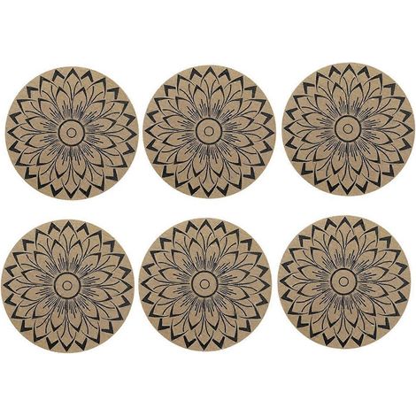 Stück schwarze runde Isoliermatten mit Blumenmuster (1/5)