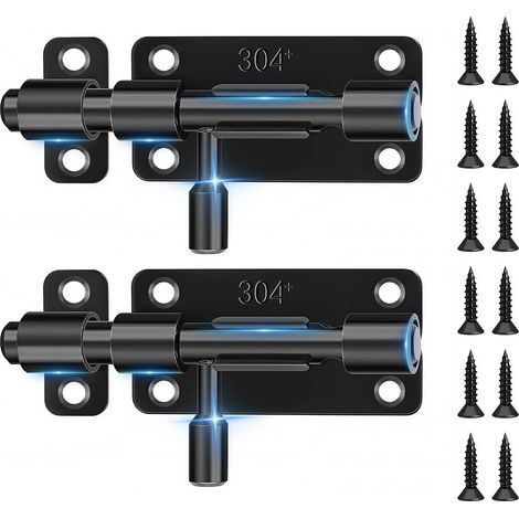 Verrou Porte Acier Inoxydable 2 Pièces Verrou Coulissant Cadenassable Noir 10 cm Acier Inoxydable Antirouille Cadenas Compatible Porte Fenêtre Portail Abri Vis (1/5)