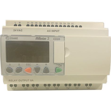 Crouzet 88970054 Módulo lógico relé 24 V ac 12 entradas 8 salidas con display CD20