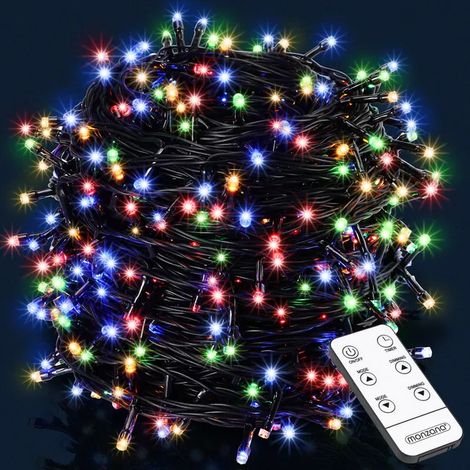Guirlande Lumineuse LED Multicolore 14 m avec 700 LED IP44, 8 Programmes, Mémoire et Télécommande, Extérieur