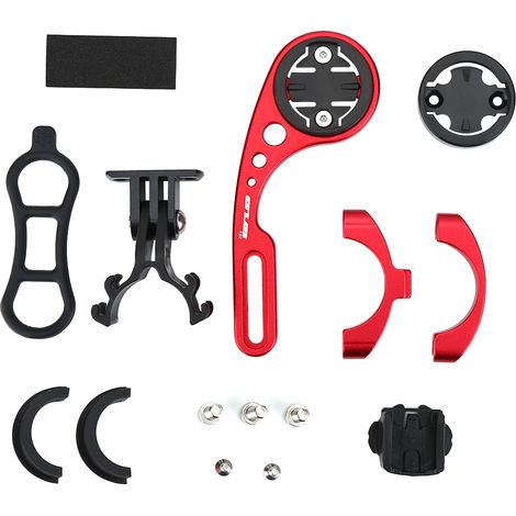 Compteur vélo avec support extension en alliage d'aluminium et adaptateurs (Rouge) (1/5)