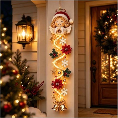 Décorations lumineuses et de porte pour Noël, ornements de Noël, motifs de fêtes, éclairage aux tons chauds et décorations murales. (1/5)